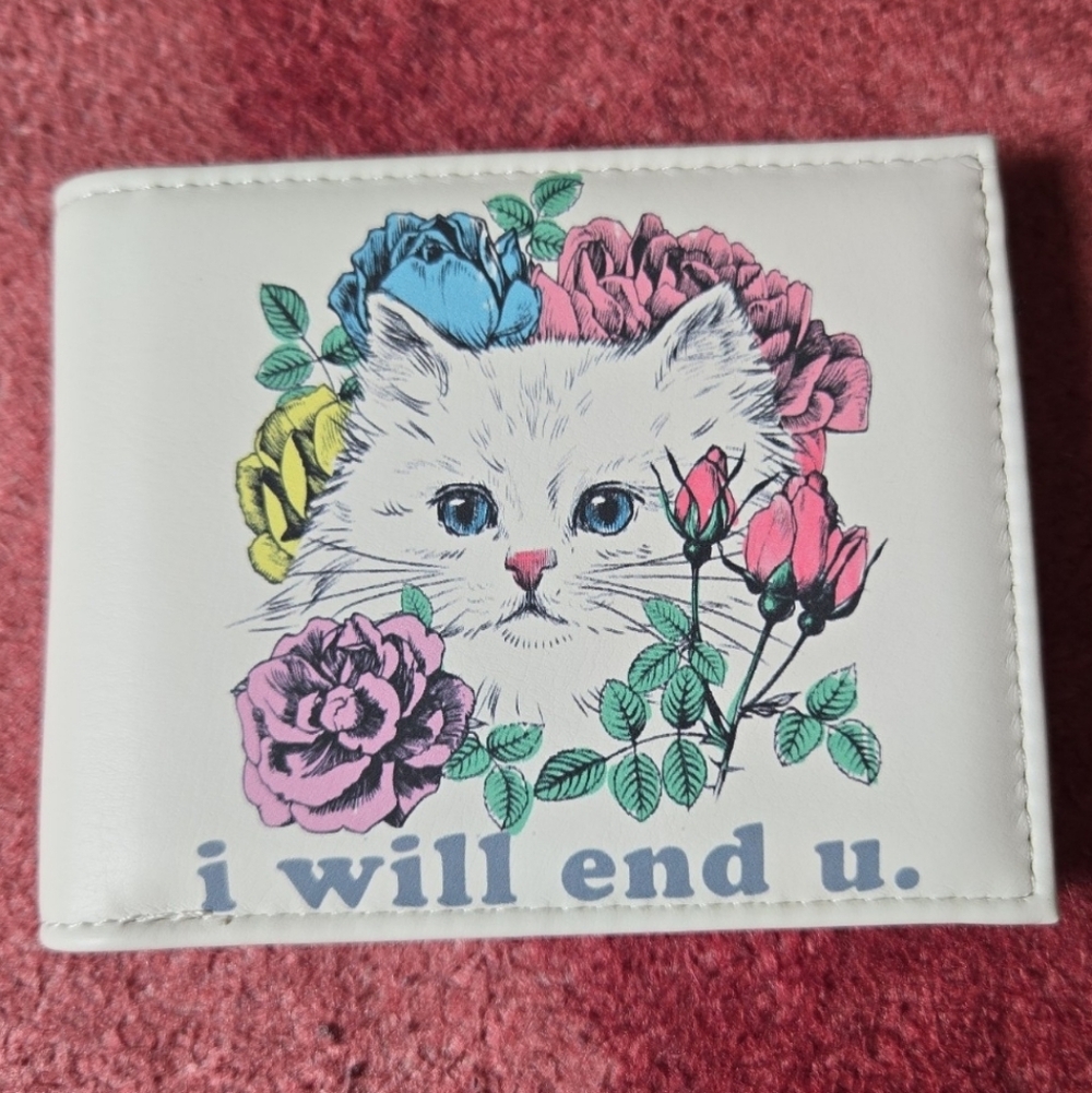 New dark humor kitty cat anime manga leather wallet